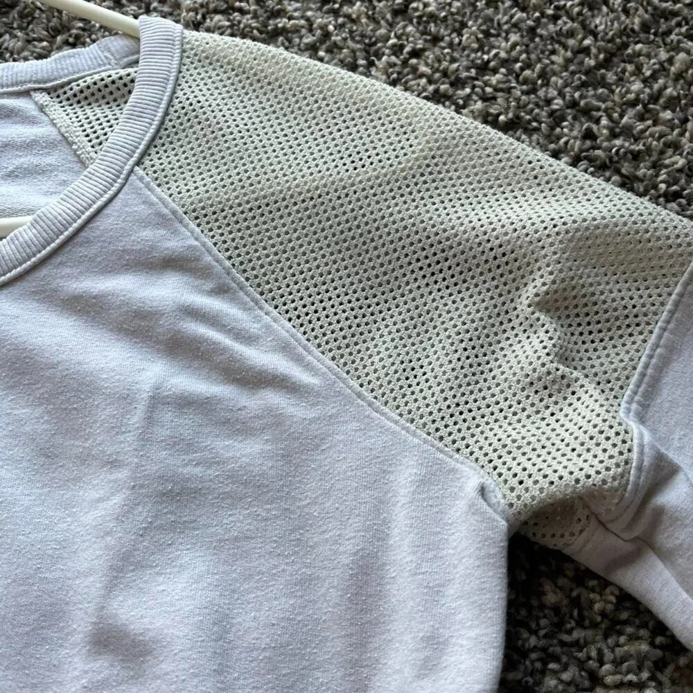 Athleta Citytime Mesh Shoulder Pullover Sweatshirt Size Small Beige Activewear - Picture 2 of 6